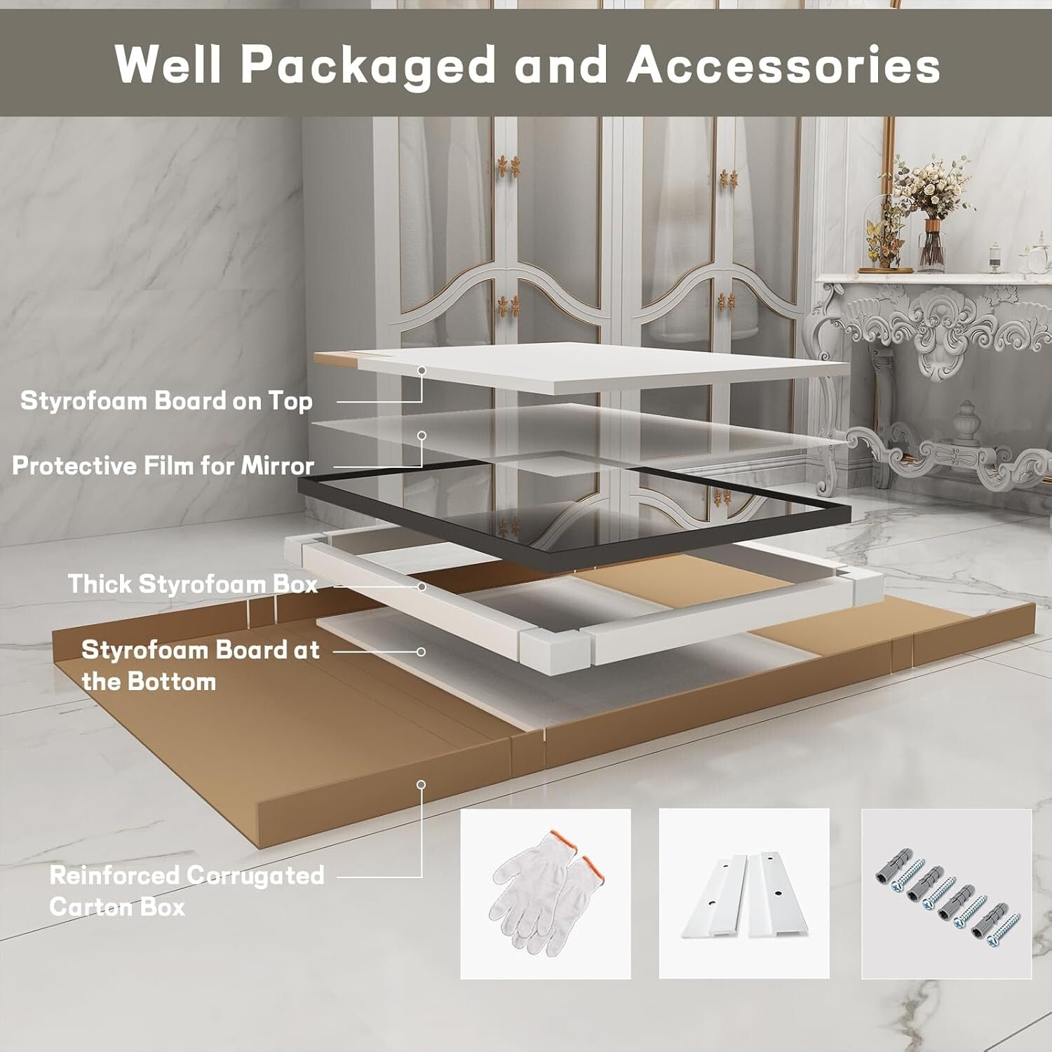 Elegant 40x30 Matte Black Wall Mirror - Anti-Rust, Tempered Glass, Easy Install