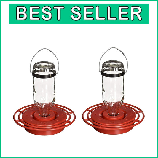Best-1 16oz Glass Hummingbird Feeder 2-Pack - 8 Ports for Attracting Wildlife