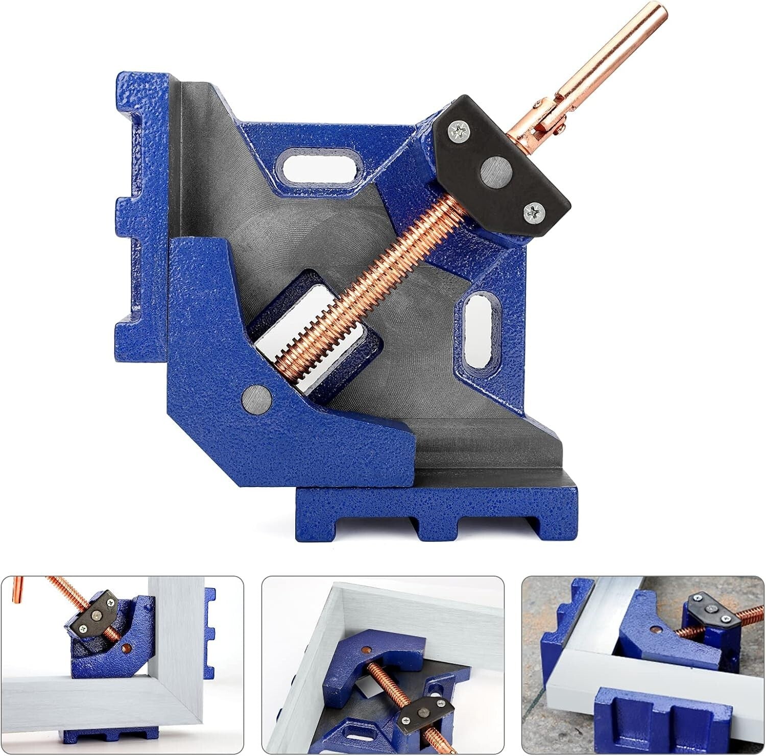 Compact Cast Iron Angle Clamp for Professional Welding - 90-Degree Support