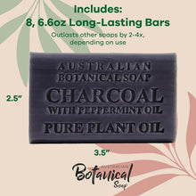Load image into Gallery viewer, All-Natural African Black Soap with Charcoal &amp; Peppermint - 6.6 oz Bar, 8-Pack