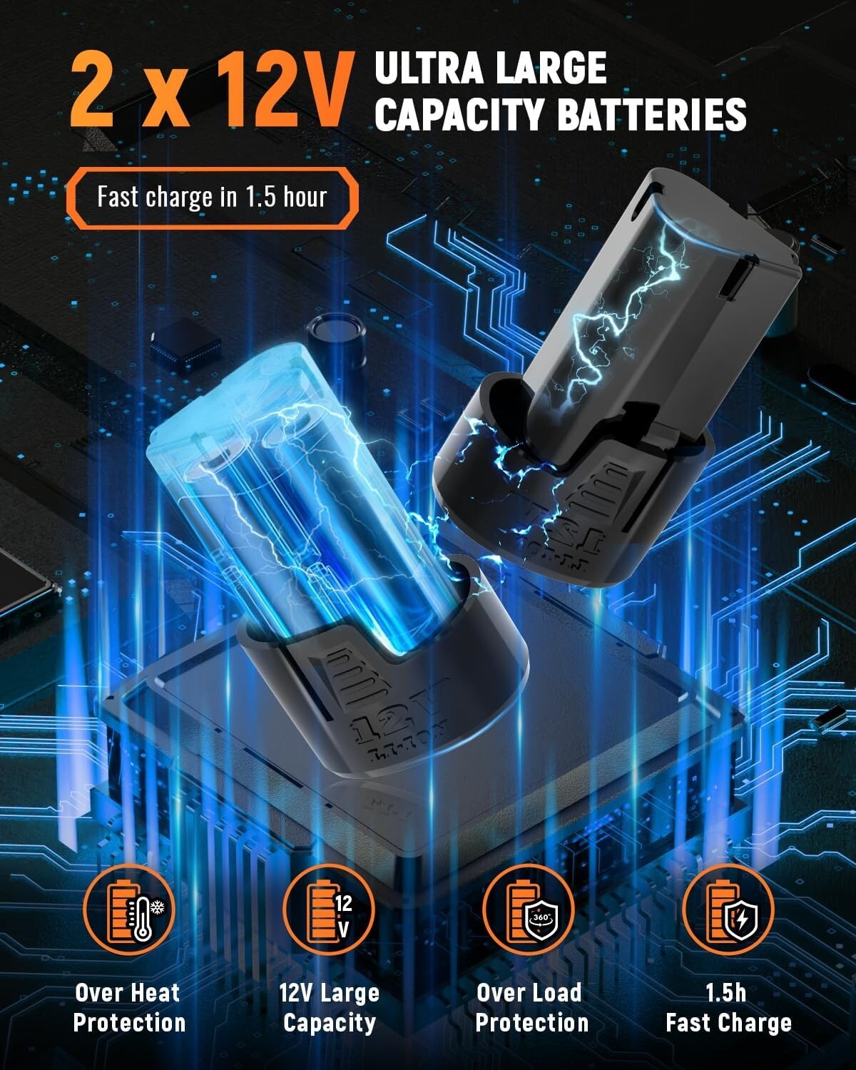 12V Battery-Powered Ratchet Wrench Set - 400 RPM with Safety Lock & Accessories