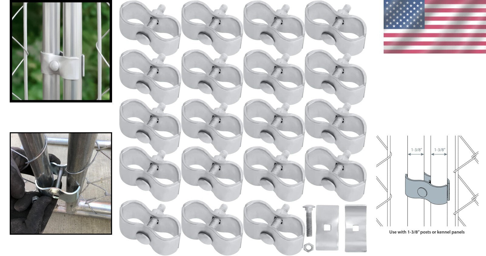 20 Modern Rock-Solid Dog Kennel Panel Clamps - Weather-Resistant Steel