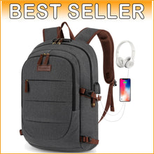 Load image into Gallery viewer, Secure and Stylish Canvas Laptop Backpack with Headphone Port - 20 x 11.8 Inch