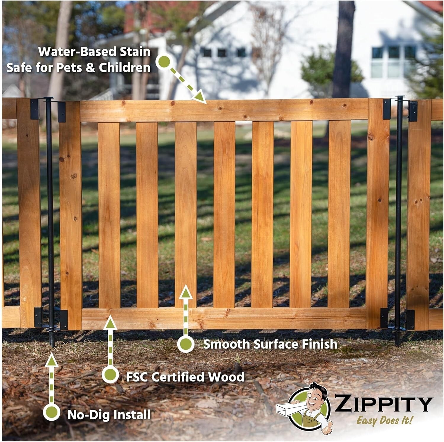 FSC Certified 32"H Wooden Fence Kit - Easily Assembled Garden & Dog Enclosure