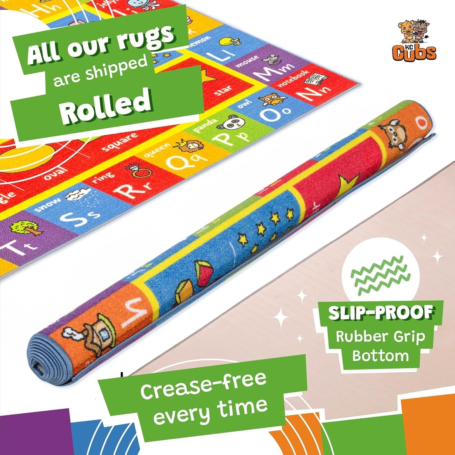 Vibrant Non-Slip Kids Educational Rug - ABC Numbers Shapes Carpet 7'10" x 9'10"