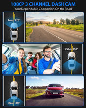 Load image into Gallery viewer, Triple Channel 1080P Dash Cam - Front, Rear &amp; Cabin Camera for Total Safety