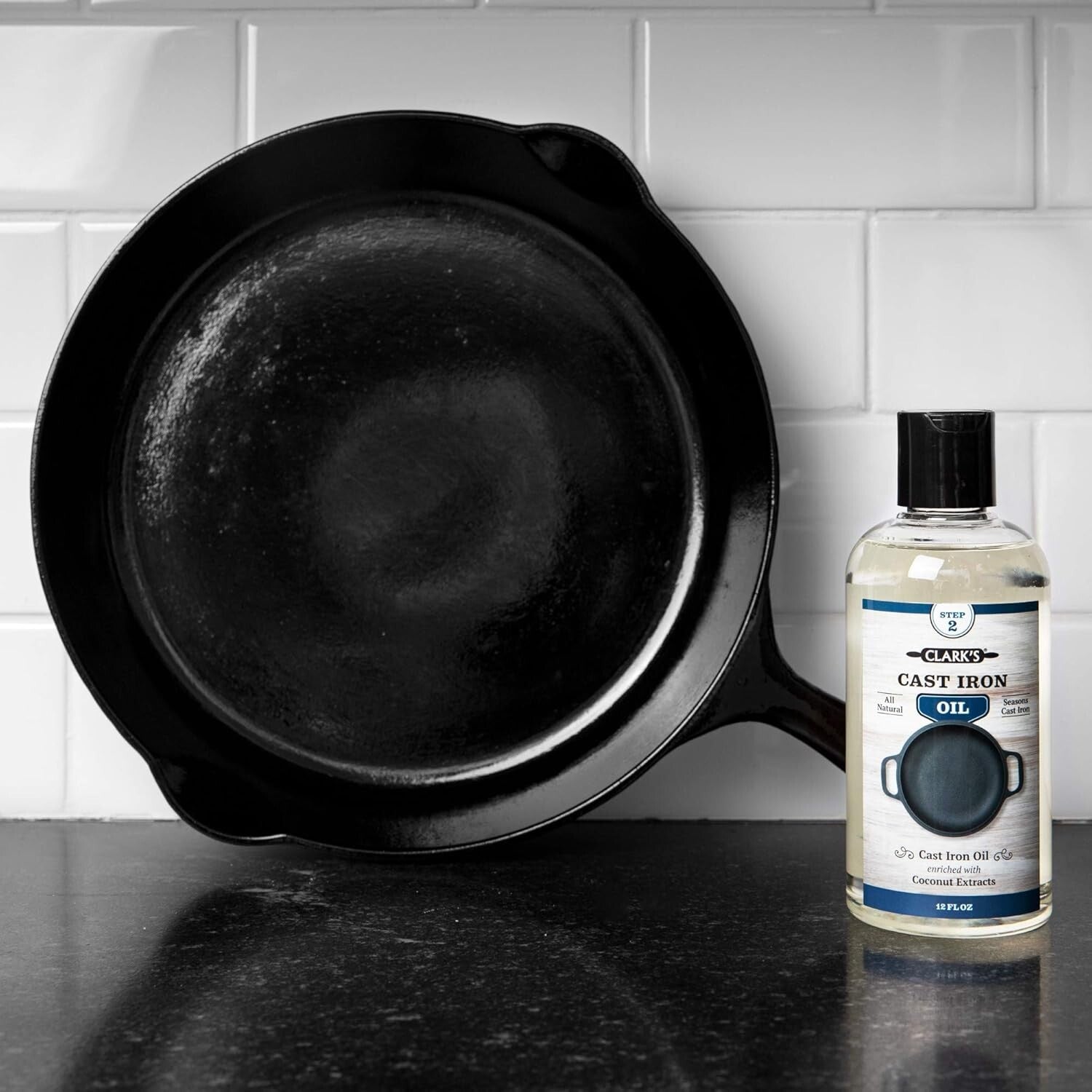 Premium Cast Iron Maintenance Kit - Fractionated Coconut Oil & Cleaning Supplies
