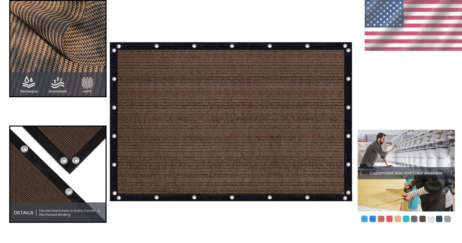 Versatile 8x10 FT Privacy Shade Fabric with Double Grommets for Outdoor Spaces