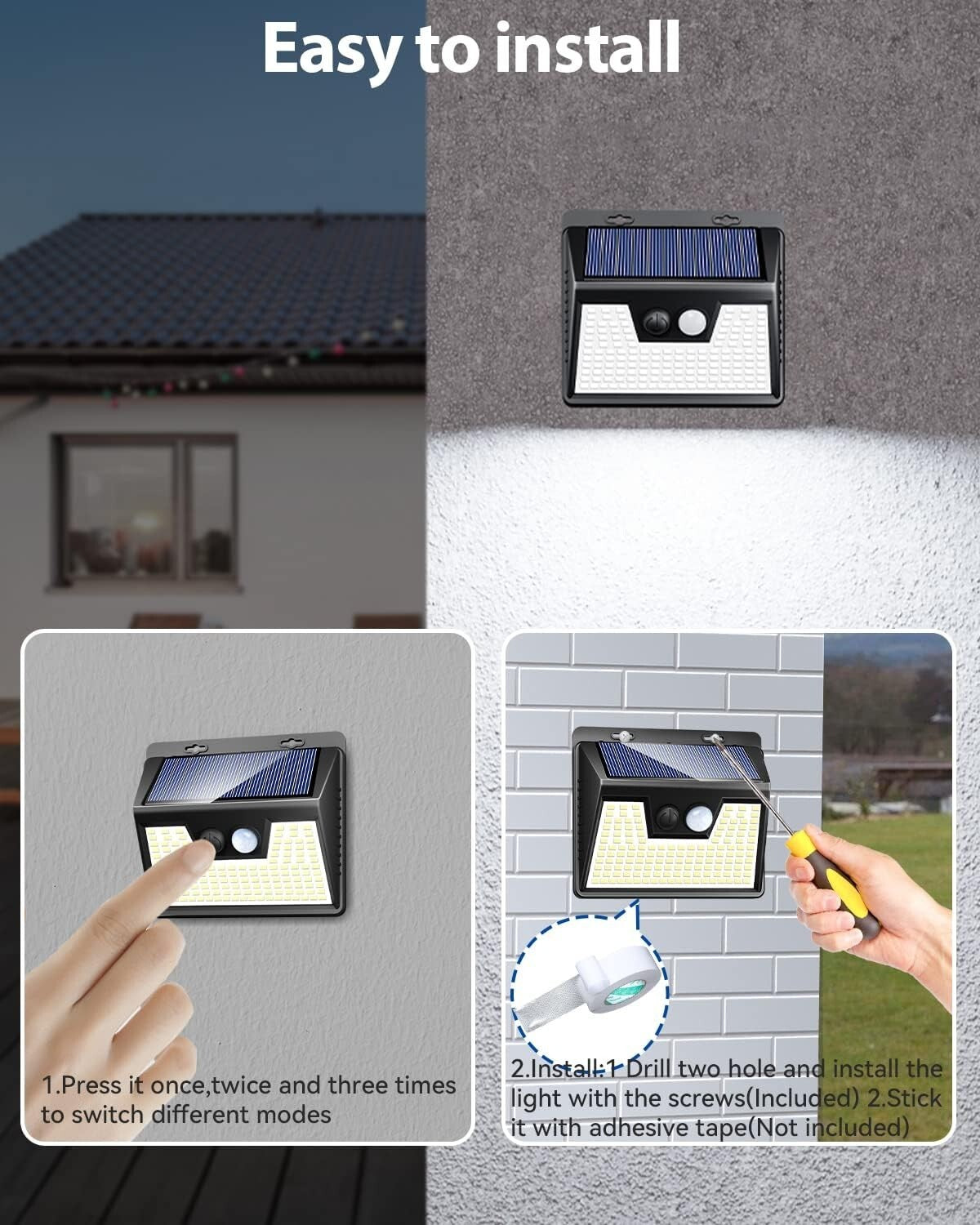 16 Pack Solar Powered Motion Sensor Lights, 140 LEDs - IP65 Waterproof Security