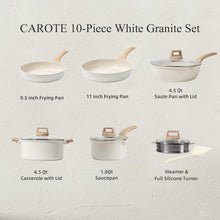 Load image into Gallery viewer, Versatile Nonstick Induction Cookware Set - 10-Piece White Granite Collection