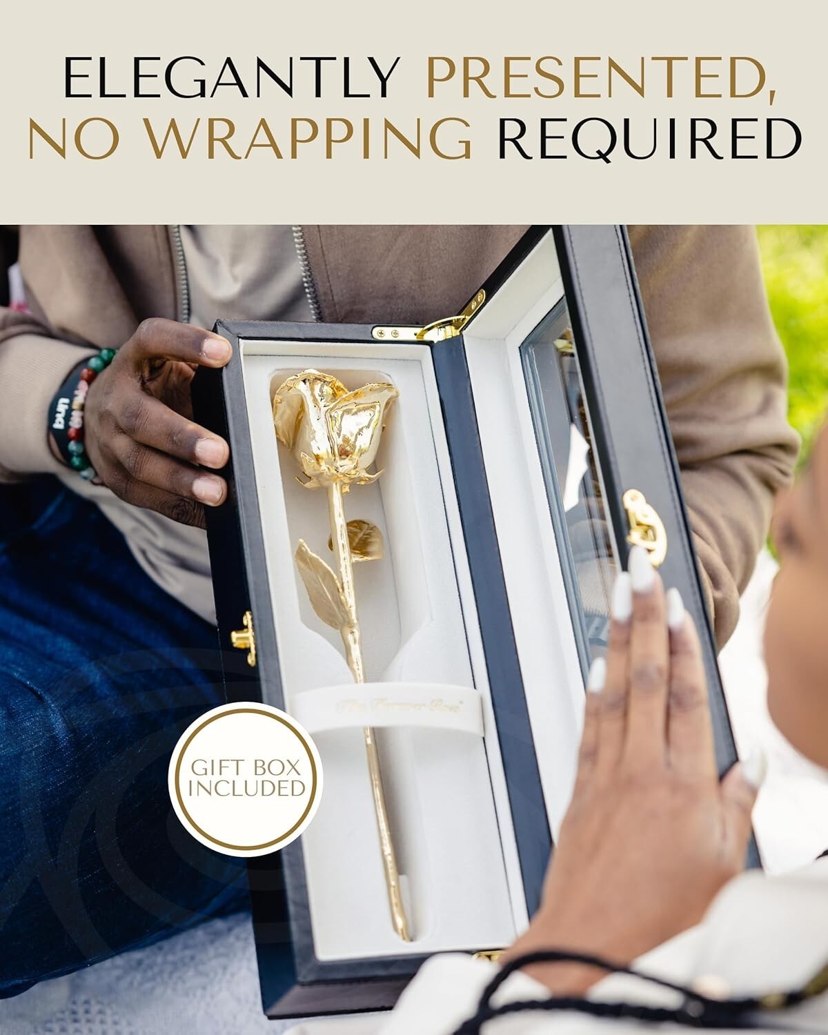 Elegant Leather Case with 24K Gold Dipped Real Rose - Perfect Keepsake Gift