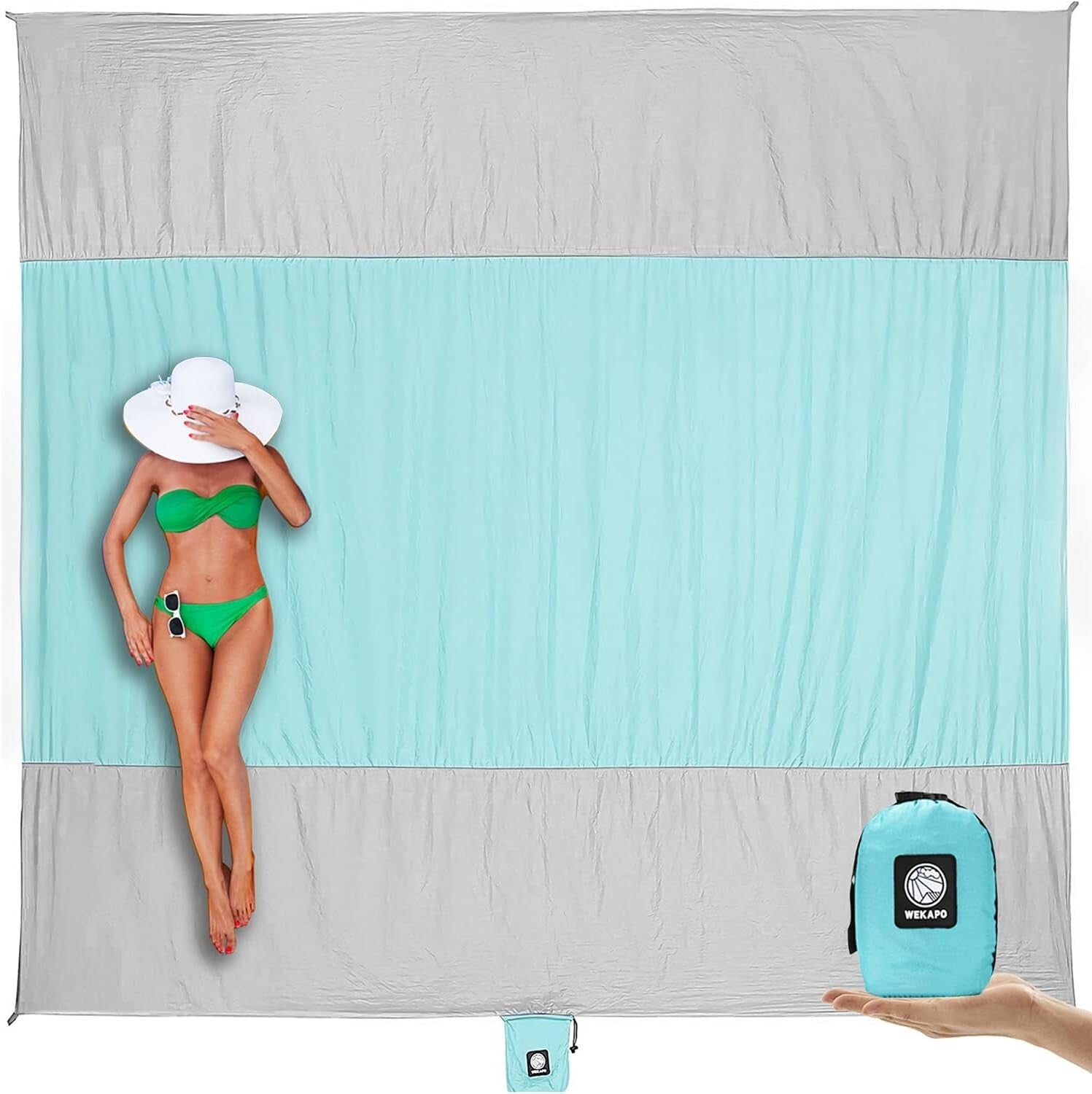 9x7 FT Sand-Free Beach Blanket - Waterproof, Lightweight, Perfect for Summer