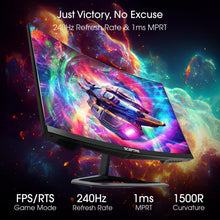 Load image into Gallery viewer, Immersive 24.5-Inch Curved Monitor - 1080p, 240Hz Refresh Rate, Matte Finish