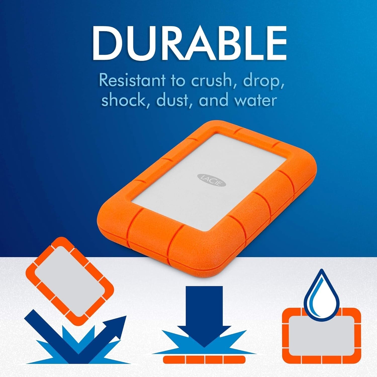 Durable 5TB External Hard Drive – USB 3.0 Compatible, Rain & Dust Proof