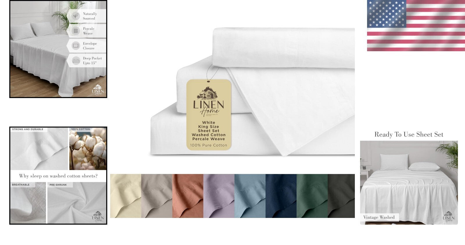 4-Piece King Cotton Sheet Set with Envelope Closure Pillowcases - Chic & Durable