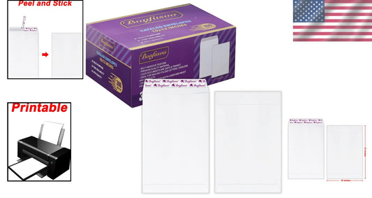 120GSM White Catalog Envelopes 300 Pack - Customizable Peel & Seal Convenience