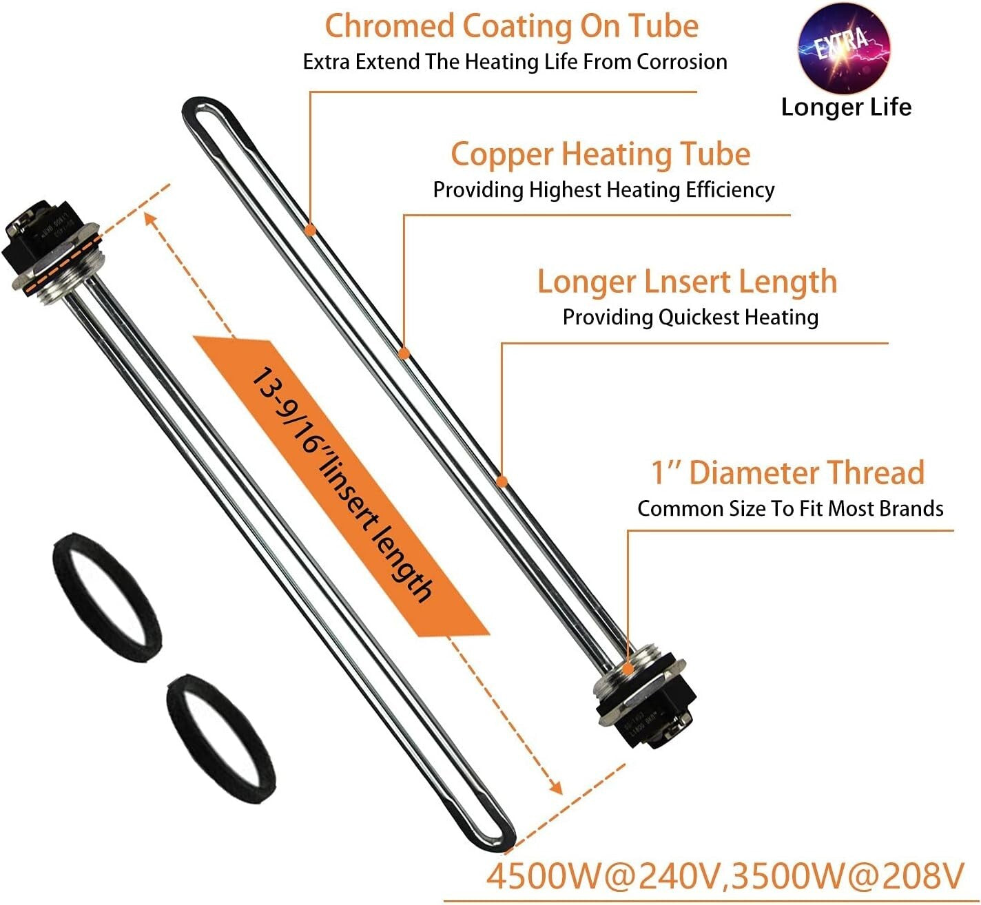 Electric Water Heater Tune-Up Kit: 4500W Elements & Interchangeable Thermostats