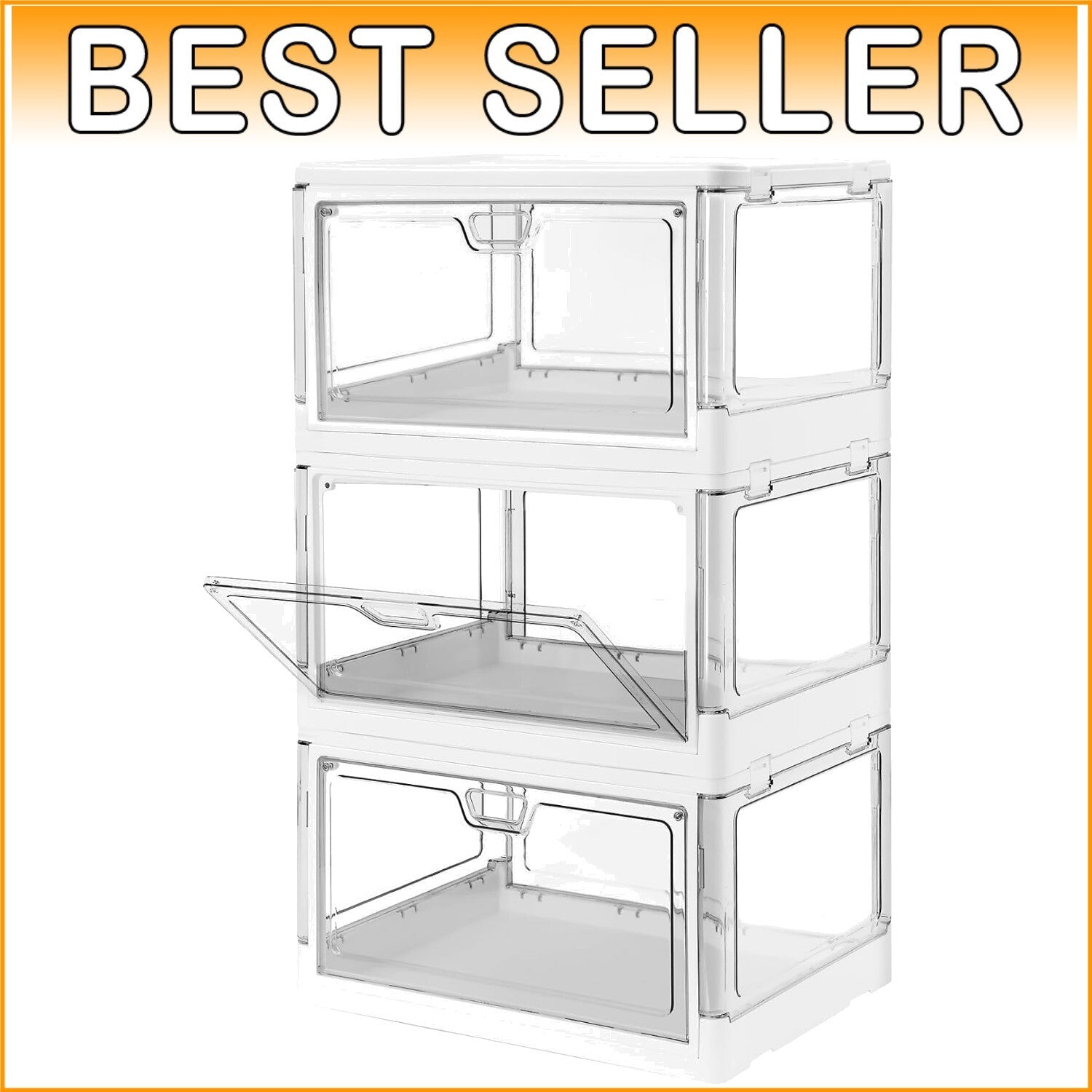 Space-Saving 3-Pack Clear Storage Boxes with Lids - Ideal for Home Organizing