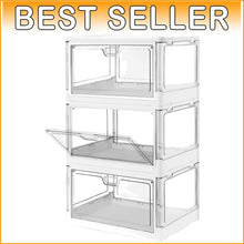 Load image into Gallery viewer, Space-Saving 3-Pack Clear Storage Boxes with Lids - Ideal for Home Organizing