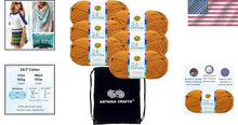 Load image into Gallery viewer, 6 Skeins of 24/7 Cotton Amber Yarn with Project Bag for Knitting &amp; Crocheting