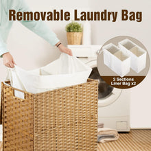 Load image into Gallery viewer, Elegant 110L Divided Laundry Basket with Wheels - Waterproof and Easy-Clean