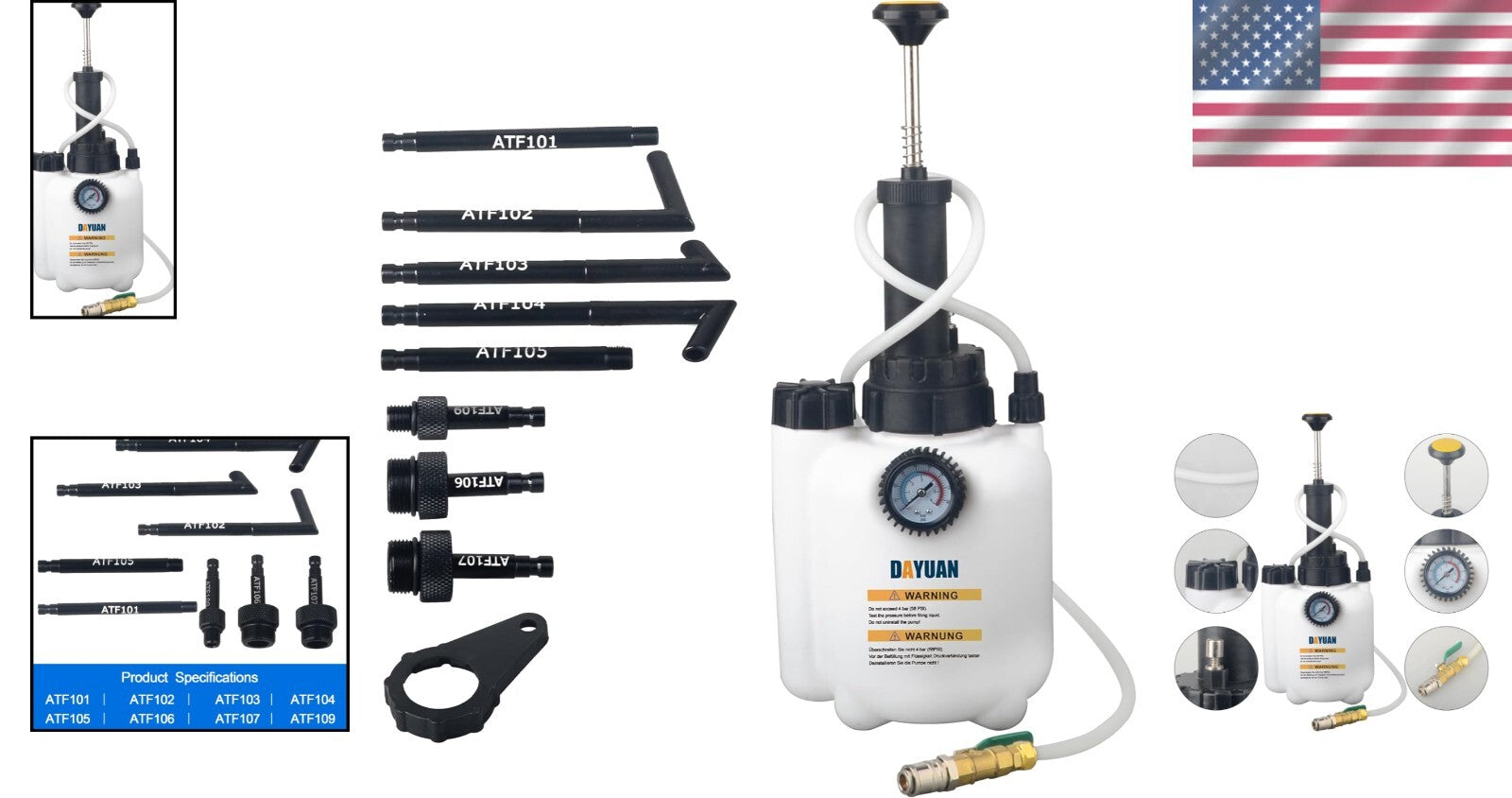 Automotive Fluid Transfer Pump Kit - 3L Capacity with Pressure Gauge & Adapters