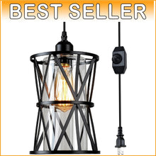 Load image into Gallery viewer, Traditional Farmhouse Pendant Light Fixture - Dimmable with Long Hanging Cord