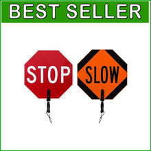 Load image into Gallery viewer, Lightweight 18” STOP-SLOW Paddle Sign with Ergonomic Handle for Traffic Safety