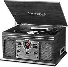 Load image into Gallery viewer, Nostalgic 3-Speed Turntable with Bluetooth, CD Player &amp; Built-in Speakers - Grey