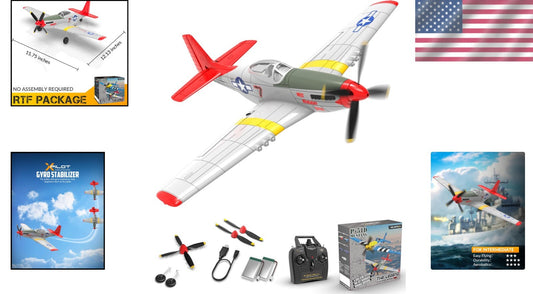4 Channel RC Airplane P51D Mustang with Gyro & 3 Flight Modes - Easy to Fly!