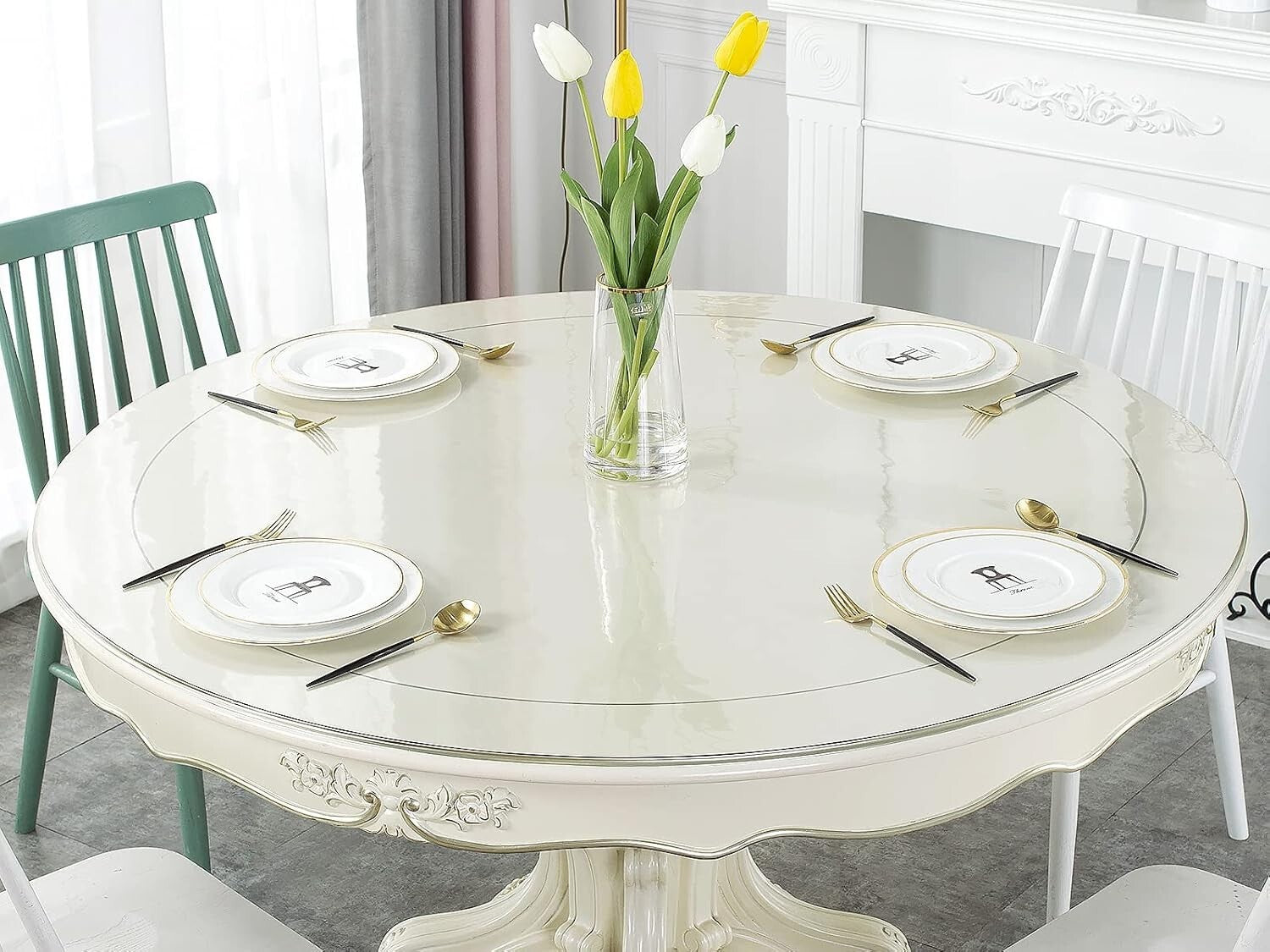 Crystal Clear 45" Round Table Protector - Heavy-Duty Protection for Any Surface
