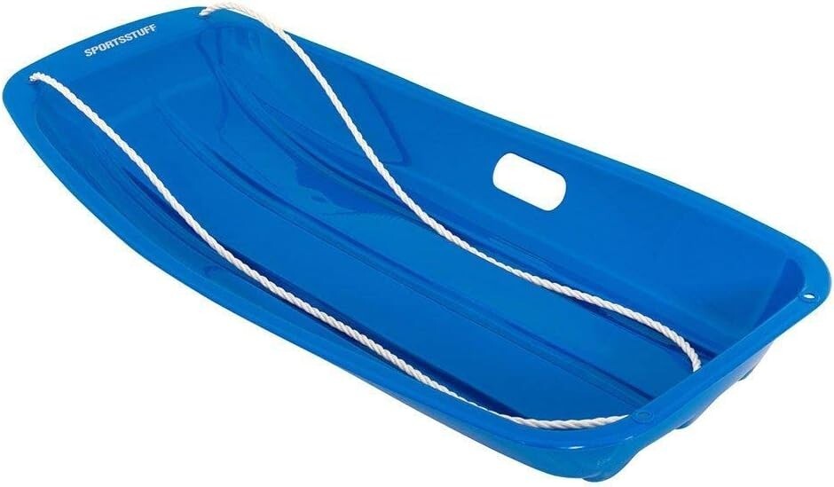SportStuff Classic Snow Toboggan for Kids - 1-Person Plastic Sled in Blue