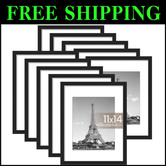 Gallery Wall Ready: 10 Pack of Black 11x14 Photo Frames with Acrylic Finish
