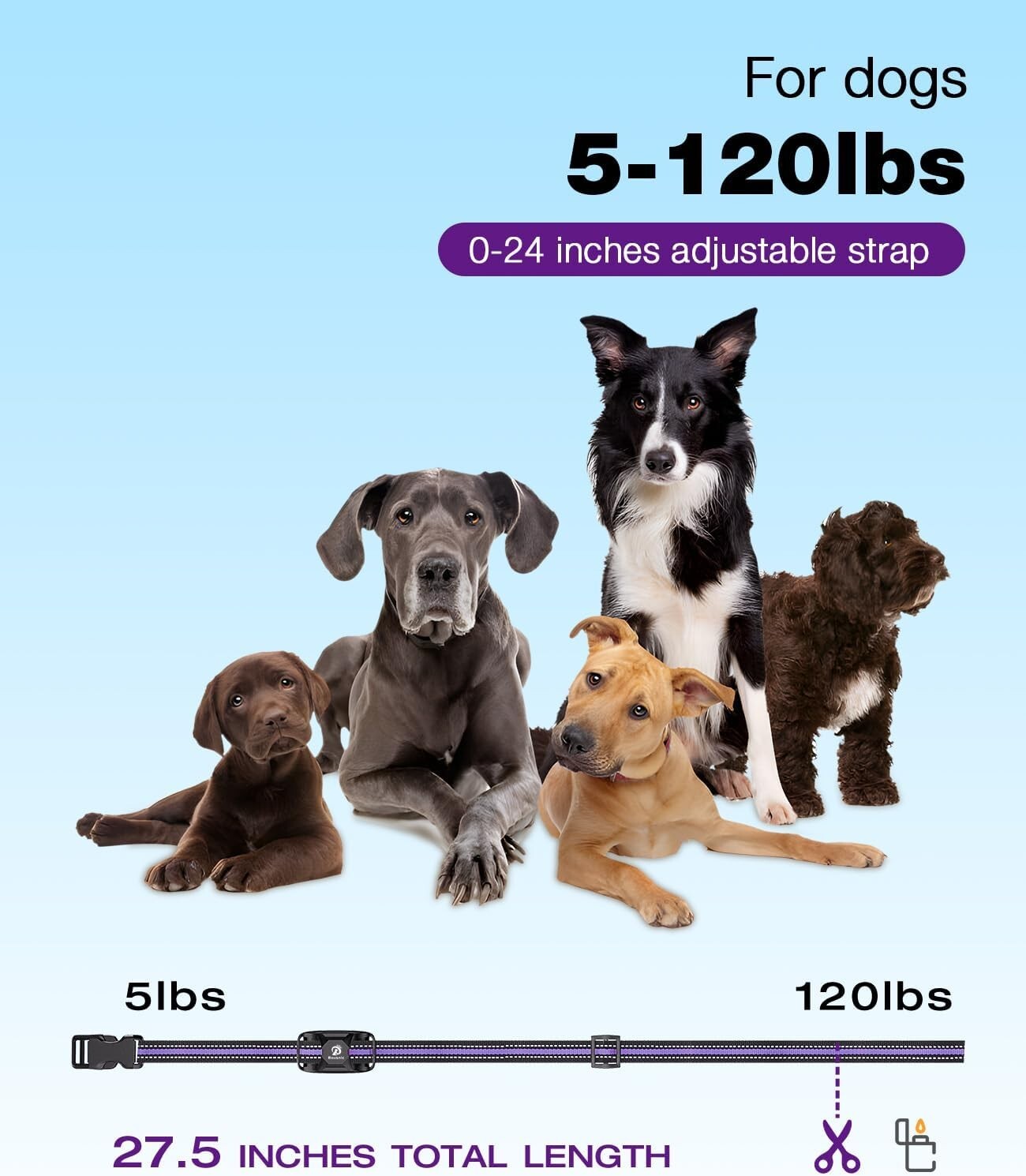 3300Ft Dog Shock Collar - Rechargeable Waterproof Training Collar for All Breeds