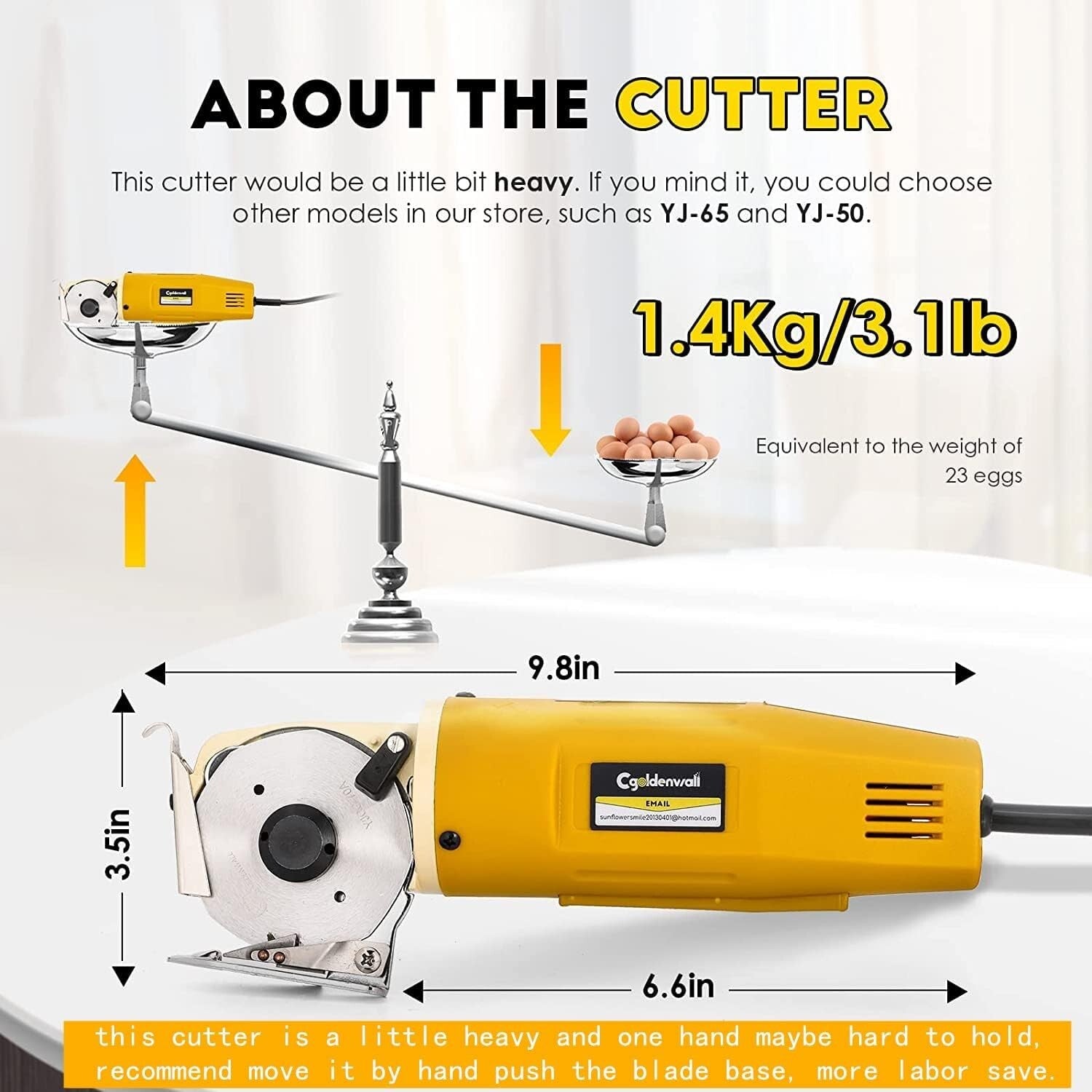 Industrial Electric Rotary Fabric Cutter - Cuts Cloth, Leather & Carpet Smoothly