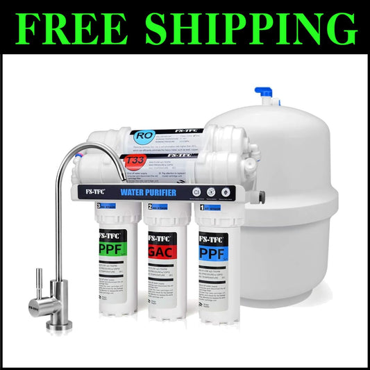 Fast Flow 5-Stage Reverse Osmosis Water Filter - Under Sink Installation, 100GPD