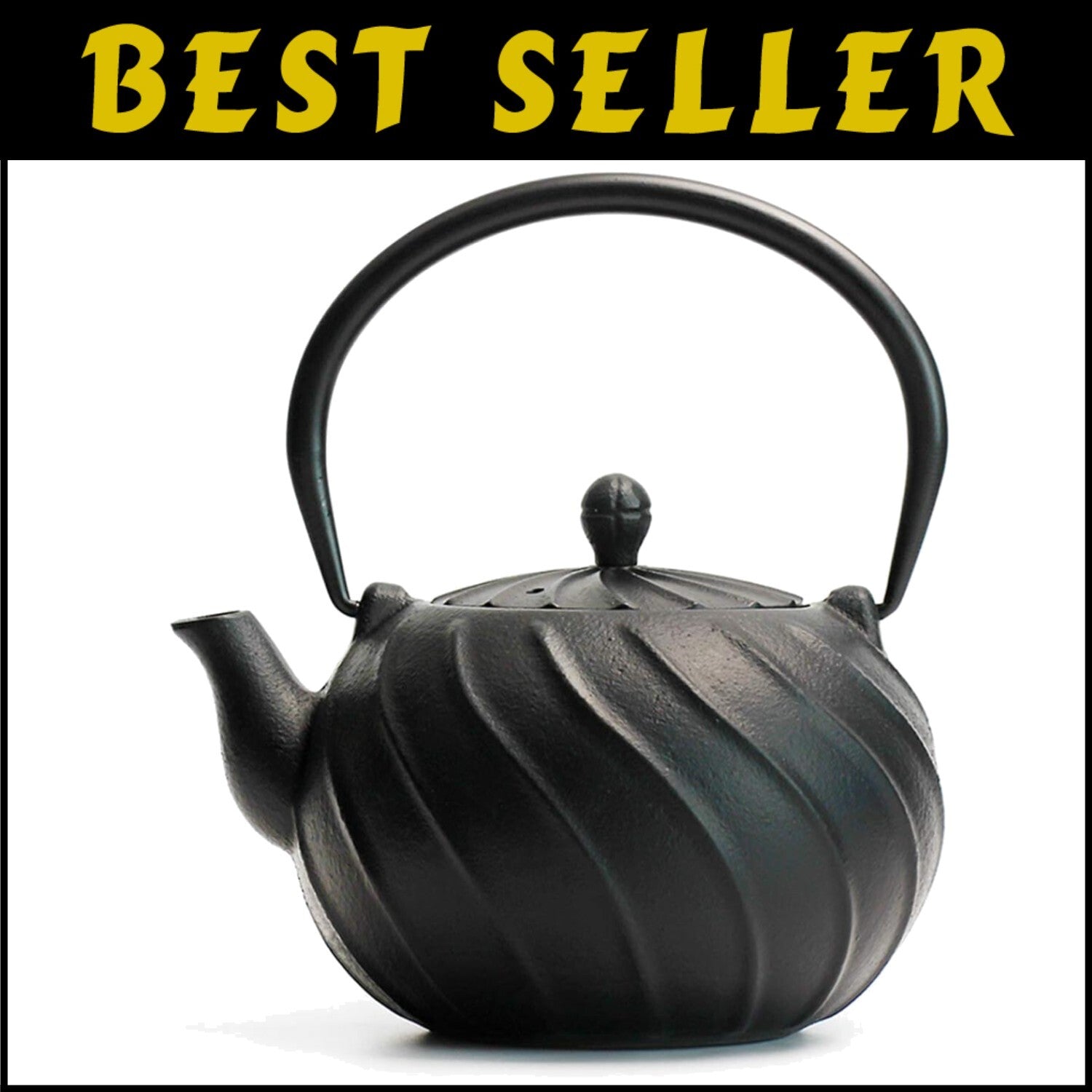 Elegant 40oz Japanese Cast Iron Tea Kettle with Infuser - Wave Pattern Design