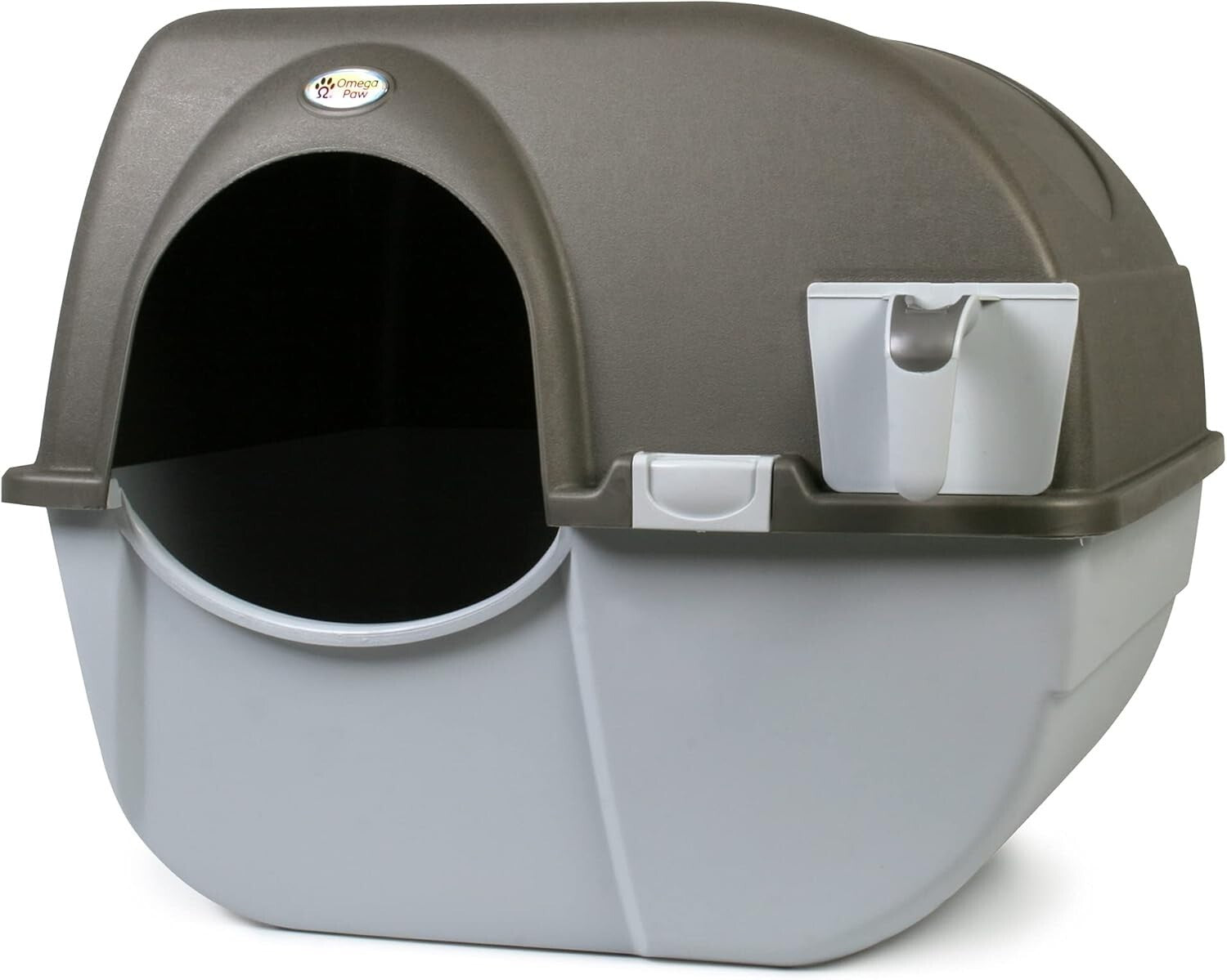Effortless Grey Litter Box for Small to Medium Cats - No Electricity Needed