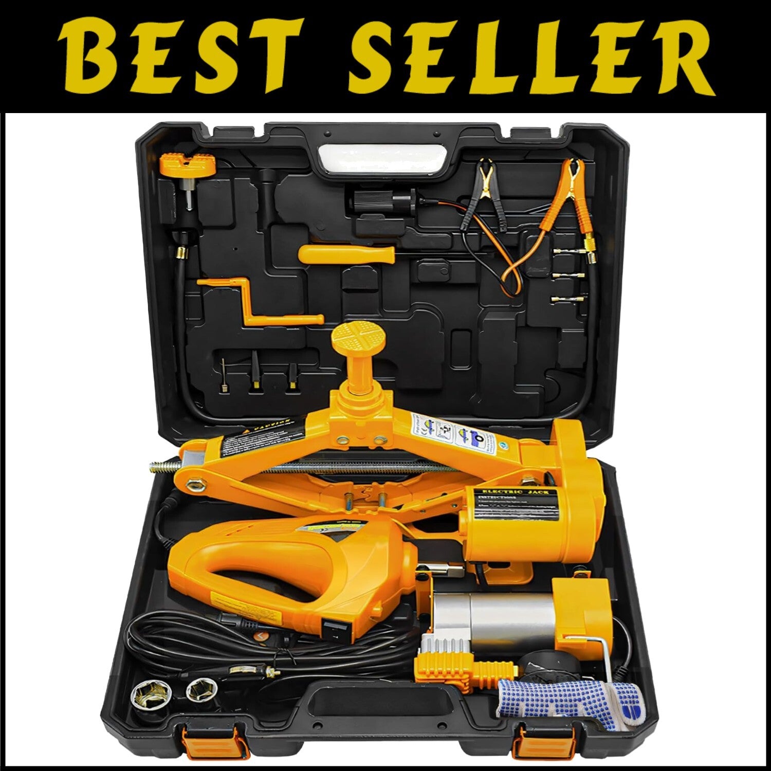 Electric Scissor Car Jack 3 Ton with Impact Wrench & Inflator for Easy Tire C...