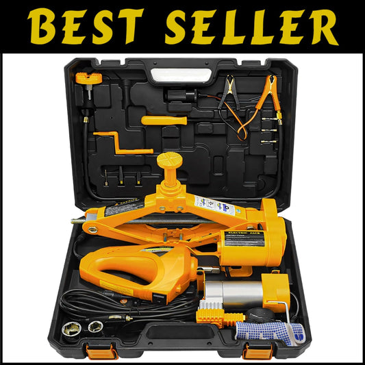 Electric Scissor Car Jack 3 Ton with Impact Wrench & Inflator for Easy Tire C...