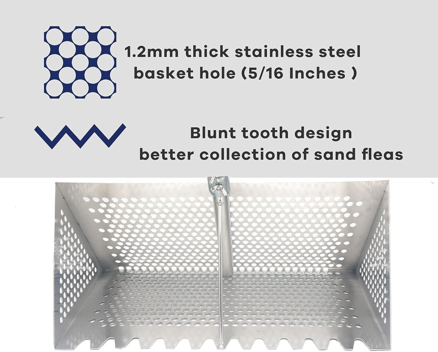 Stainless Steel Sand Fleas Rake with Non-Slip Handle - Travel-Friendly