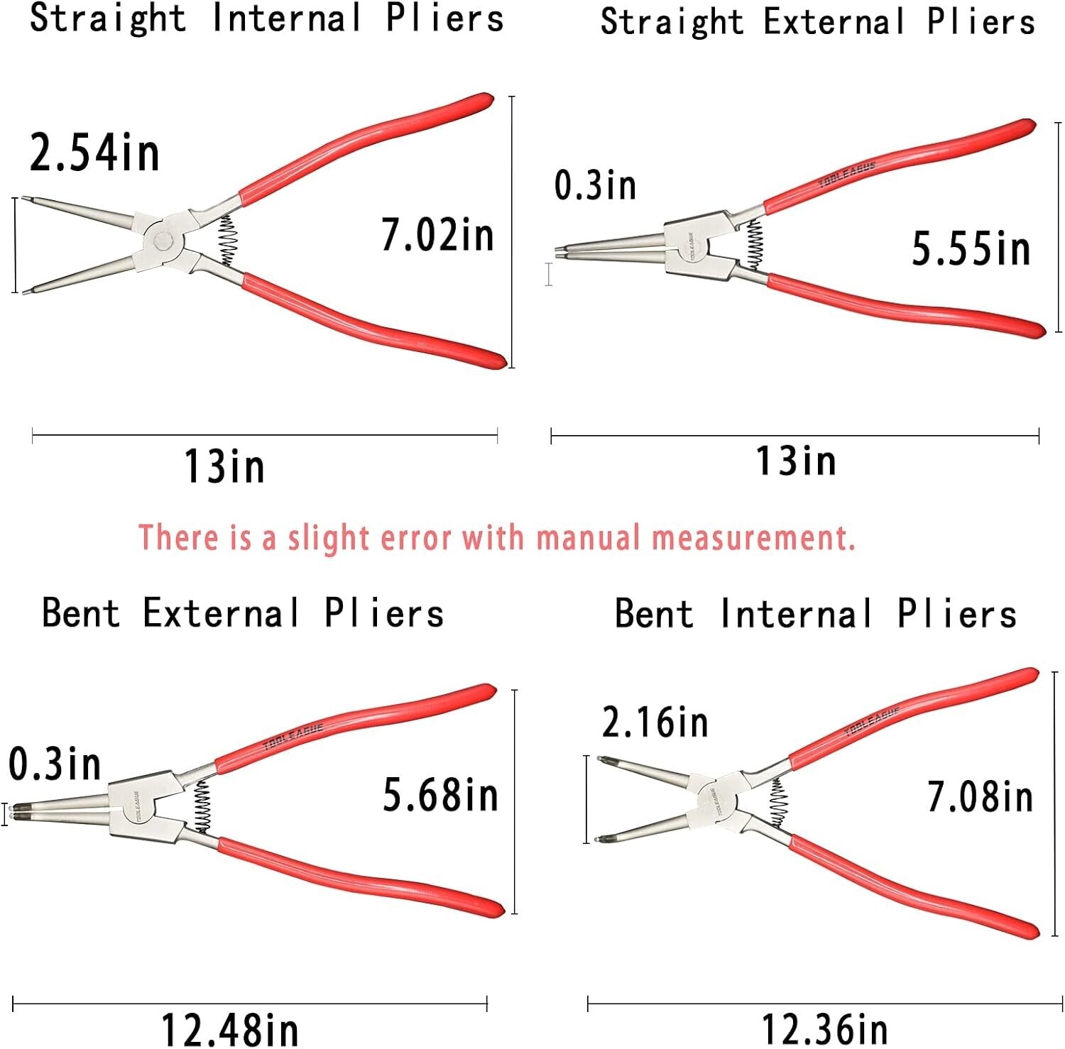 Durable 4-Piece Snap Ring Plier Set - 13'' Ergonomic Tools for Easy Ring Removal