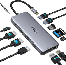 Load image into Gallery viewer, Versatile USB-C Hub with Triple Display &amp; Rapid Charging for Modern Laptops