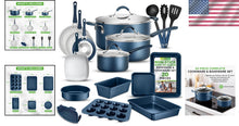 Load image into Gallery viewer, Durable 20-Piece Navy Kitchen Cookware Set - Induction Ready and Dishwasher Safe
