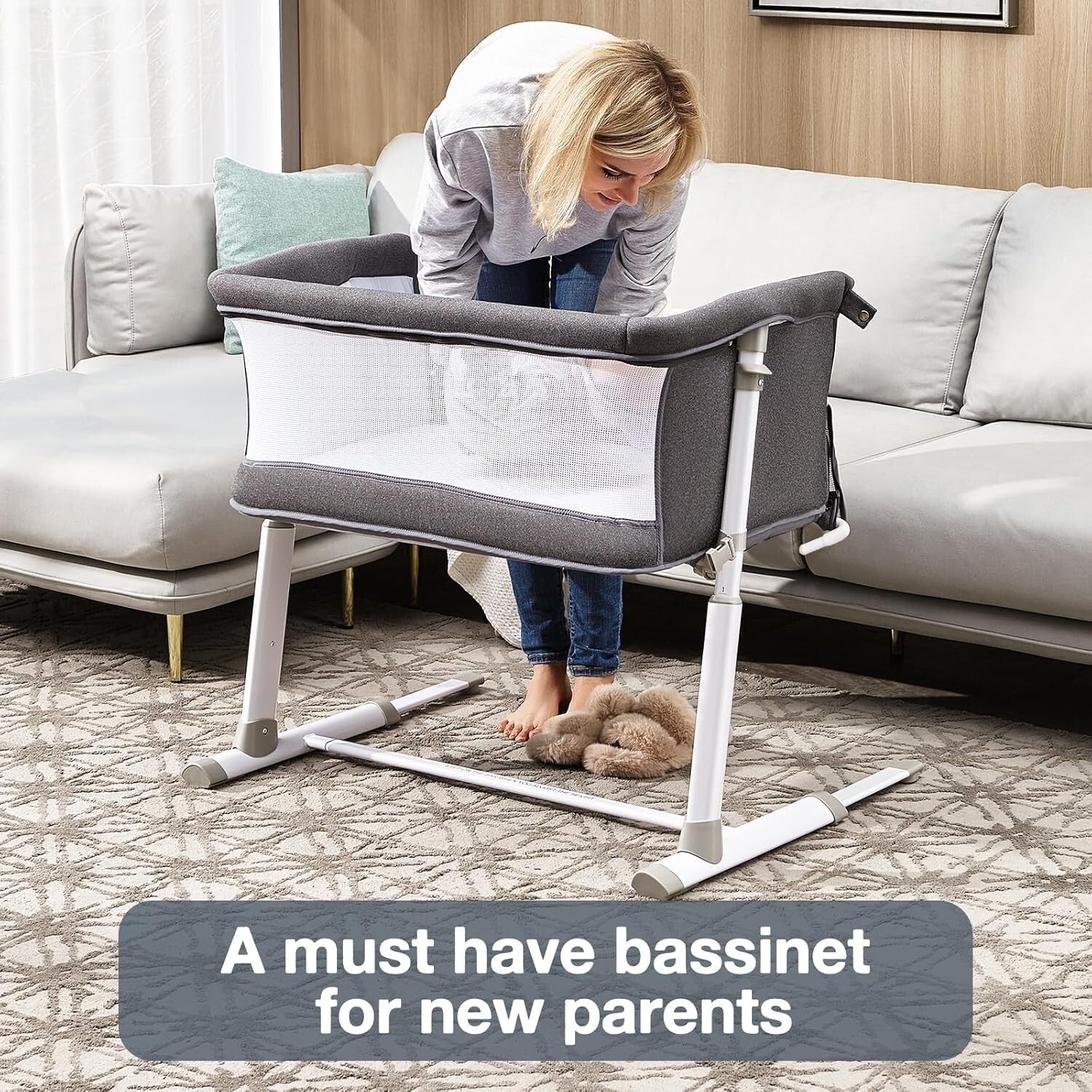 Portable Baby Bassinet with Machine Washable Cover - Easy Night Care Solution