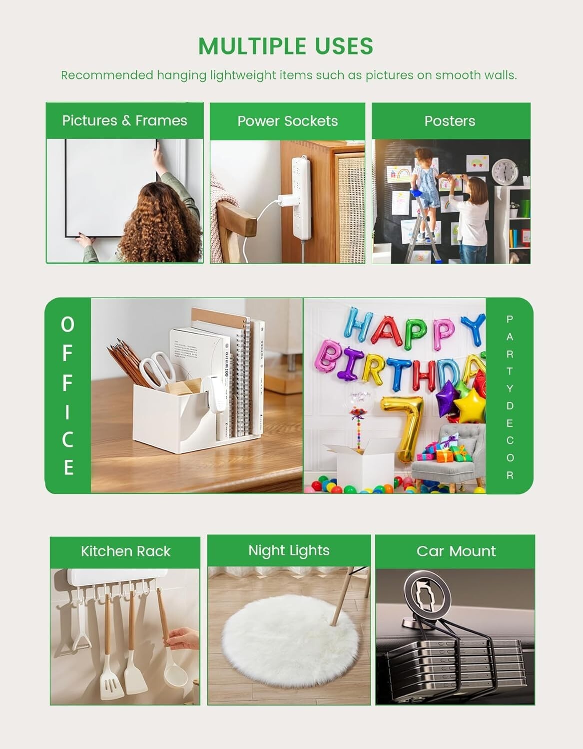 Nano Adhesive Double Sided Tape, 16.4FT in 3pcs - Ideal for Wall & Office Use