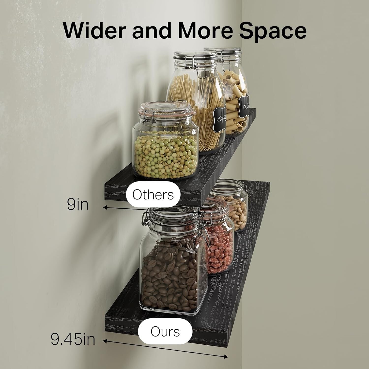 Versatile 36" Floating Shelves for Bedroom, Bathroom & Living Room - Set of 3