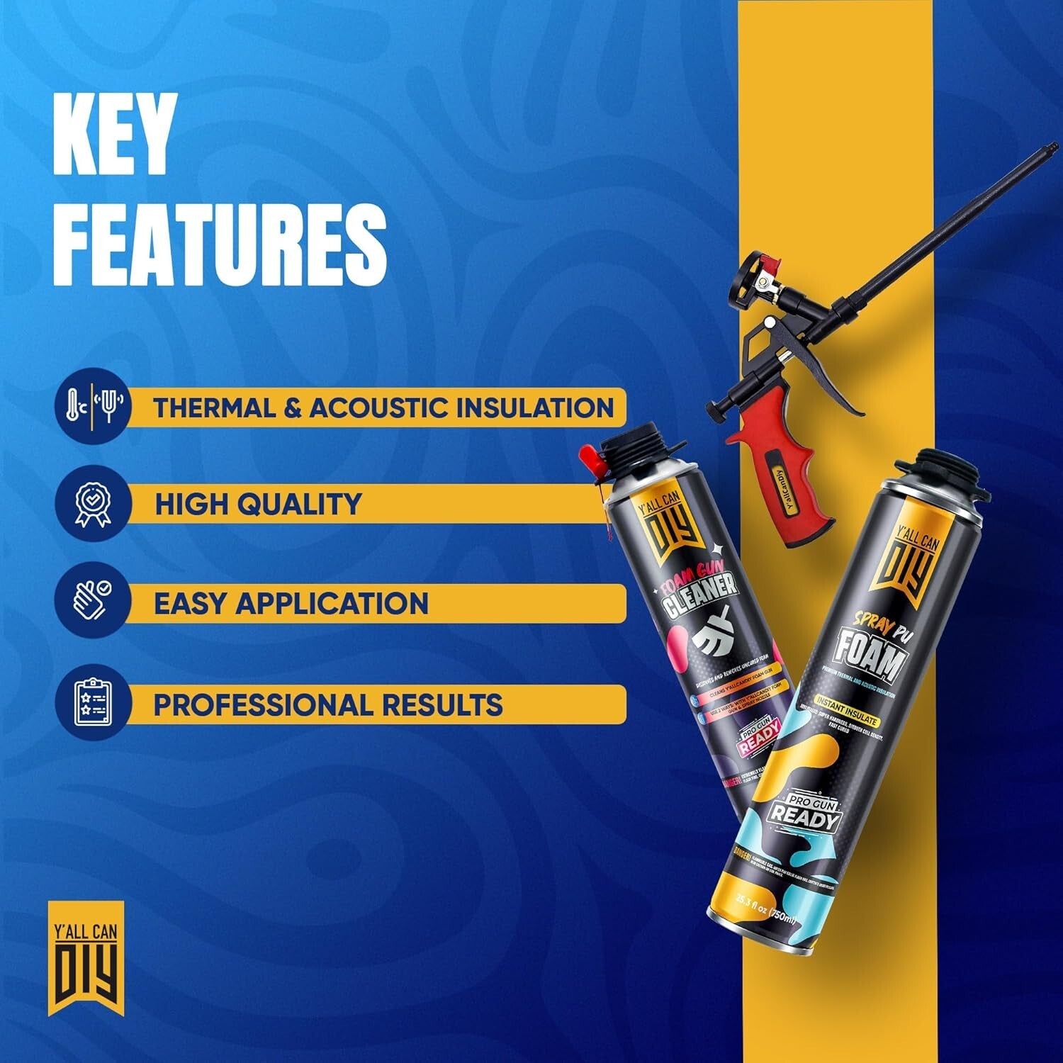 Expanding Spray Foam Insulation Kit for Gaps & Cracks - 240 Board Feet Coverage