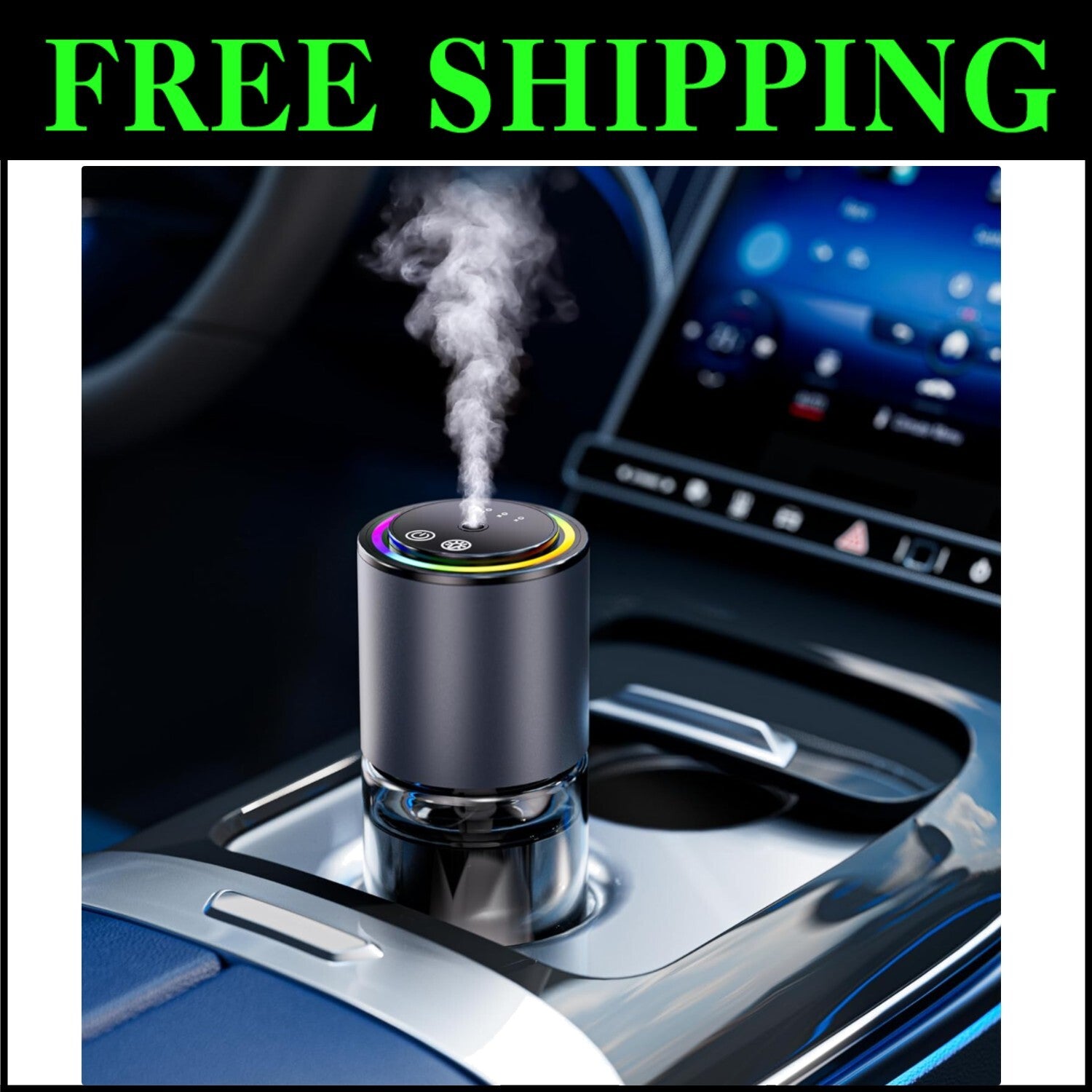 Multi-Functional Car Air Freshener with RGB Lights - Pet Safe & Rechargeable