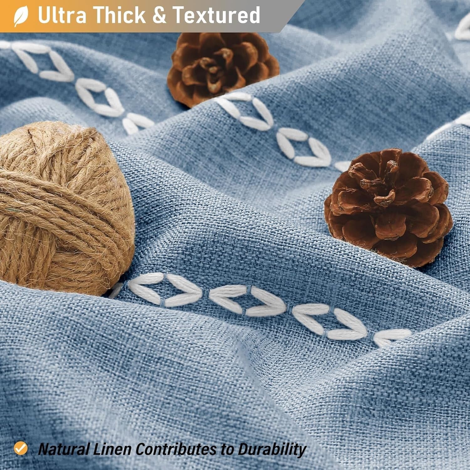 72x84 Bohemian Farmhouse Shower Curtain with Tassel Detail - Blue Elegance